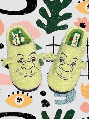 Worn Once! | Shrek | Bioworld Green Embroidered Big Face 3D Ear Fluffy Slippers